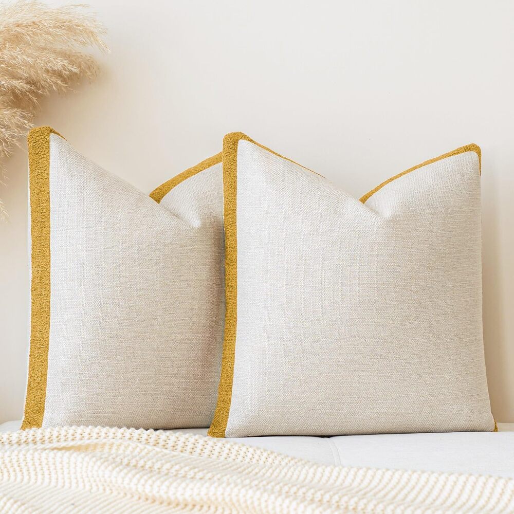1632 Loop Yarn Linen-Like Pillow Cover Natural Soft Decorative Throw Pillow